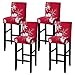 SearchI Fundas para Sillas de Bar Elásticas,Extraíble y Lavable,Pack de 4 Fundas de Taburete de Bar Estampado,Moderna Protectora Sillas de Taburete para Mostrador Cocina Comedor