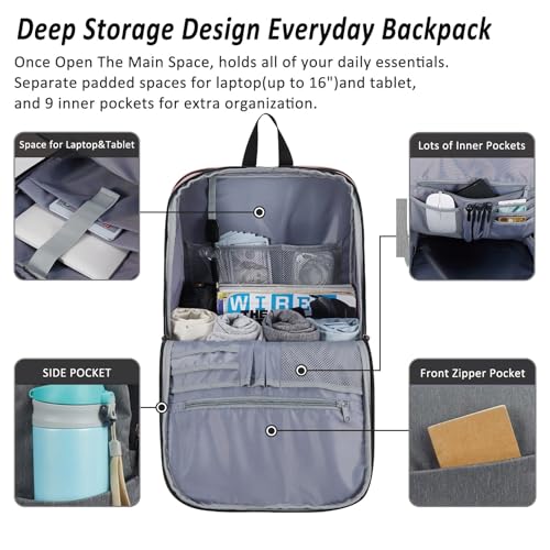Image of Travel Laptop Backpack with USB Charging Port+Anti-Theft[Water Resistant] College School Bookbag Fits 16 Inch Laptop