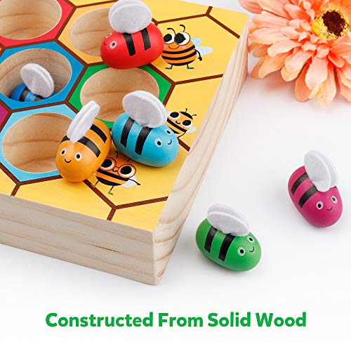 image for Coogam Toddler Fine Motor Skill Toy, Clamp Bee to Hive Matching Game, 