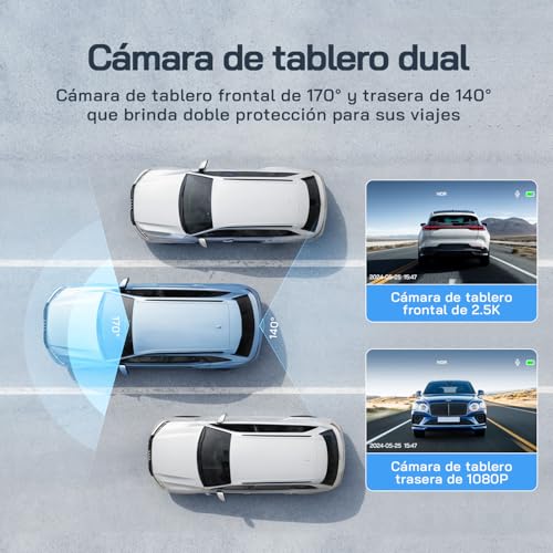 Miniatura 5 de WOLFANG Dashcam, Cámara de Coche Delantera y Trasera 2.5K QHD, Dash Camera para Coches de 170º Gran Angular Monitor de Aparcamiento 24H con Grabación en Bucle y Sensor G