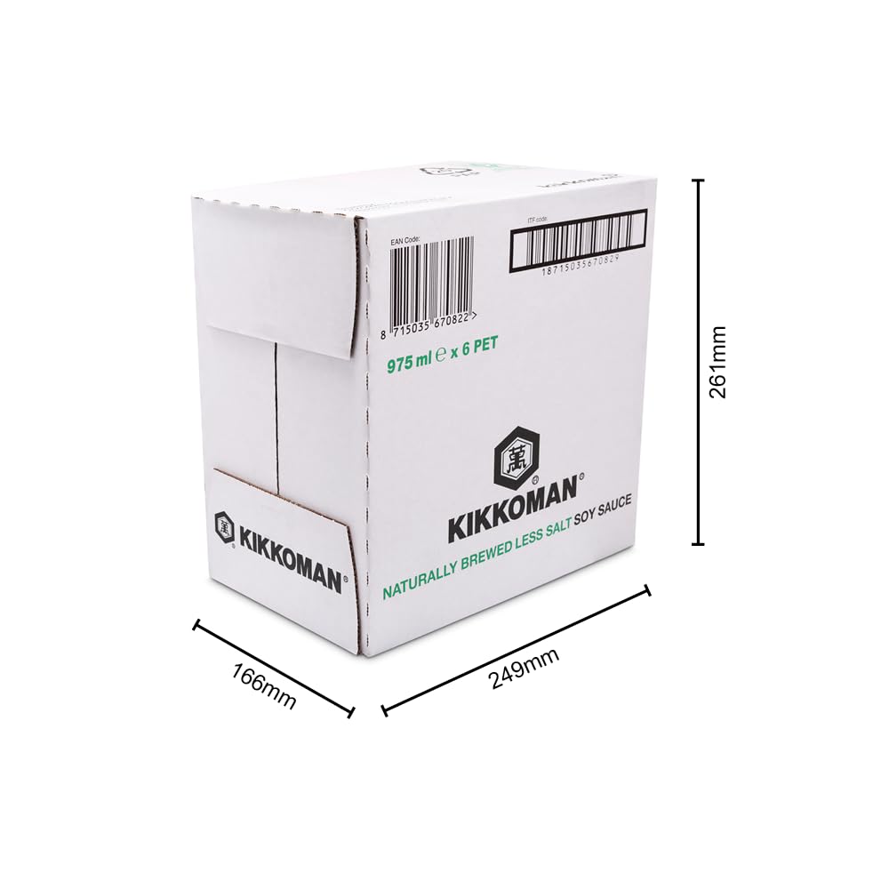 Kikkoman Salsa de SOJA con Menos Sal, Pack 6 x 975 ml