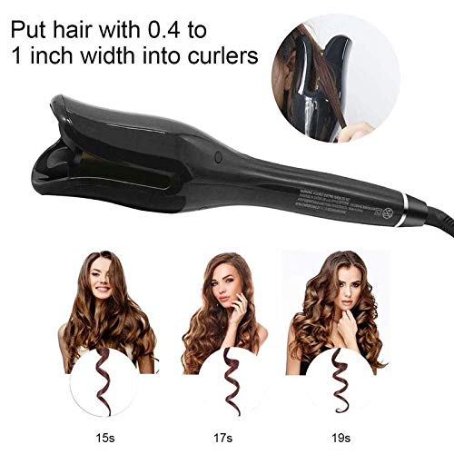 1 Inch Curling Iron,Automatic Curling Iron,Rotating Ceramic Curling Iron with LED Temperature Display and Timer, Rose Professional Air Spin N Curl Hair Curler-Black.