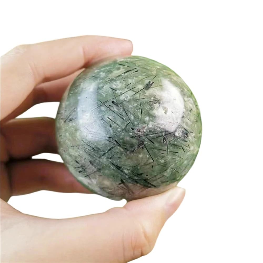 HAOYUNS Beautiful Natural Prehnite Sphere Crystal Ball - Green Quartz Gemstone for Meditation and Home Decor