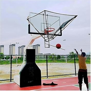 Hanging Basketball Return Net, Automatic Ball Return Machine with 180 Rotatable Chute, Portable Foldable Shot Trainer with Storage Bag