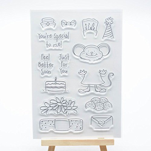 WooYangFunJoyful Home 1pc Feel Better Soon Rubber Clear Stamp for Card Making Decoration and Scrapbooking