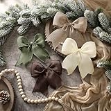 Suncalla 24 Pcs Burlap Christmas Bows Decoration 5.9 Inch Christmas Tree Rustic Ornament Natural Burlap Ribbon Bow Knot for Xmas Tree Wreath Holiday Party Decorations (Neutral)