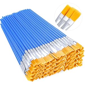 100Pcs Small Paint Brushes Bulk, Anezus Flat Top Acrylic Classroom Brush for Kids Mini Paint Brushes for Touch Up Crafts Detail Painting