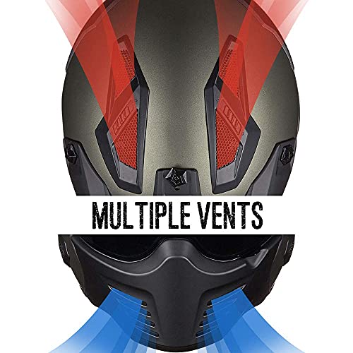 Ilm Open Face Motorcycle 3/4 Half Helmet For Dirt Bike Moped Atv Utv Motocross Cruiser Scooter Dot Model 726X (Midnight Green,Xl) #TOP5