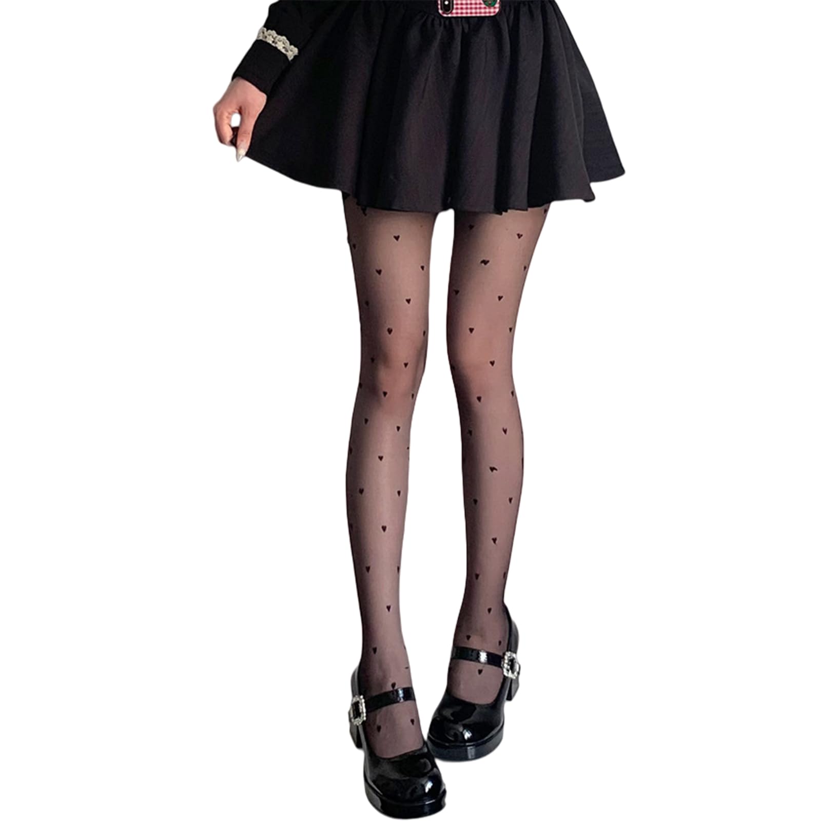 Oilmal Women Pantyhose, Women Silky Nylon Sheer Pantyhose Heart Lace Print Patterned Tights Hosiery
