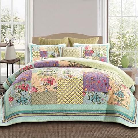 YAYIDAY King Size Cotton Patchwork Quilt Set Cover