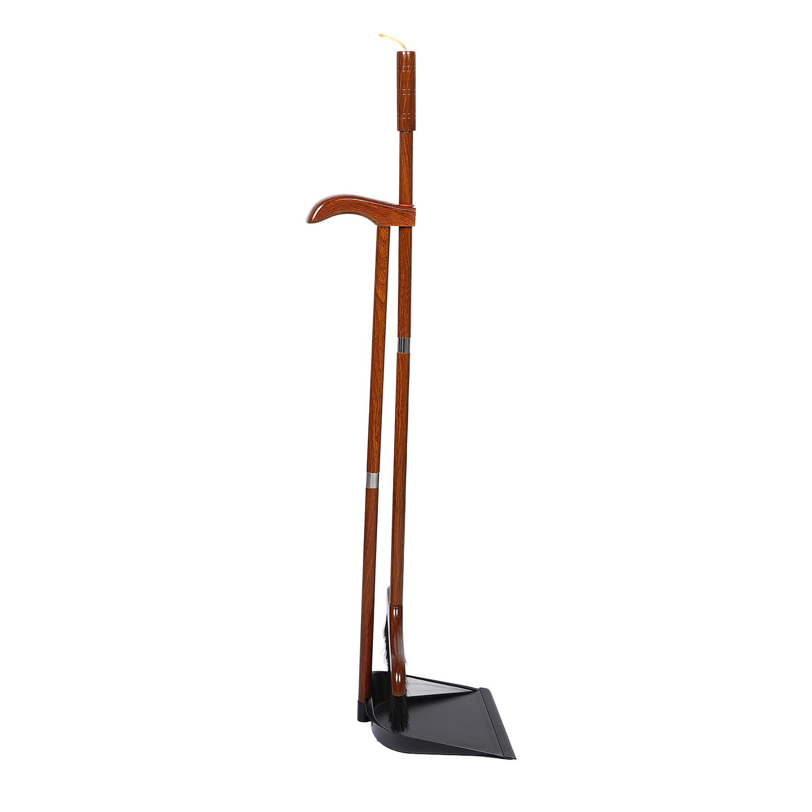 Recogedor de Mango Largo de Madera y Crin de Caballo para Limpieza | Escoba con Recogedor, Juego de Escoba y Recogedor de Pie, para Salón y Cocina, Limpieza Suave
