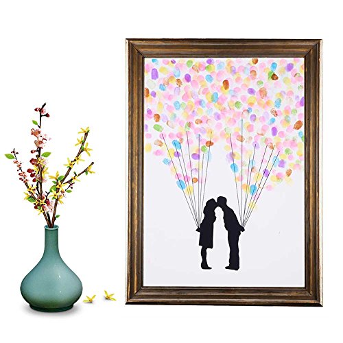 4 Types Fingerprint Tree Custom Wedding Guestbook Wedding Guestbook Poster With 6 Colors Ink, Type4# #TOP4