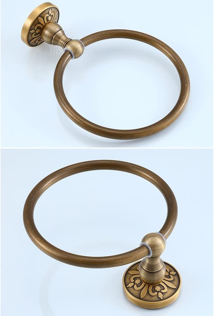 LSLYTQ Antique Bathroom Pendant, Space Aluminum Towel Ring, European Retro Towel Rack, Hand Towel Holder, Bathroom Towel Hanger