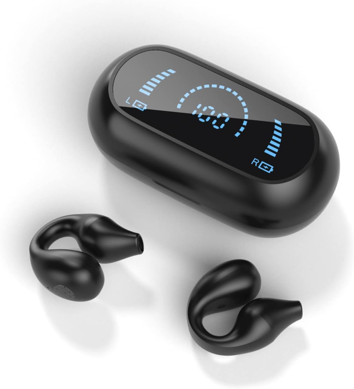 Ear clip headphone open ear headphones,wireless bluetooth earbuds, earbud & in-ear, wireless sport earbuds, Bluetooth 5.3 Clip-on earphones, 30 Hours Playtime with Case, Workout Headphones (black)