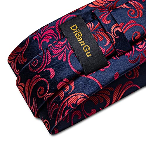 Image of DiBanGu Silk Ties for Men Necktie and Lapel Pin Brooch Set Formal Woven Paisley Plaid Striped Solid Tie Wedding Party