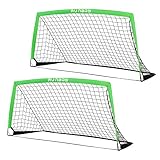 RUNBOW 6x4 ft Portable Kids Soccer Goal for Backyard Practice Soccer Net with Carry Bag (6x4 FT, Gre