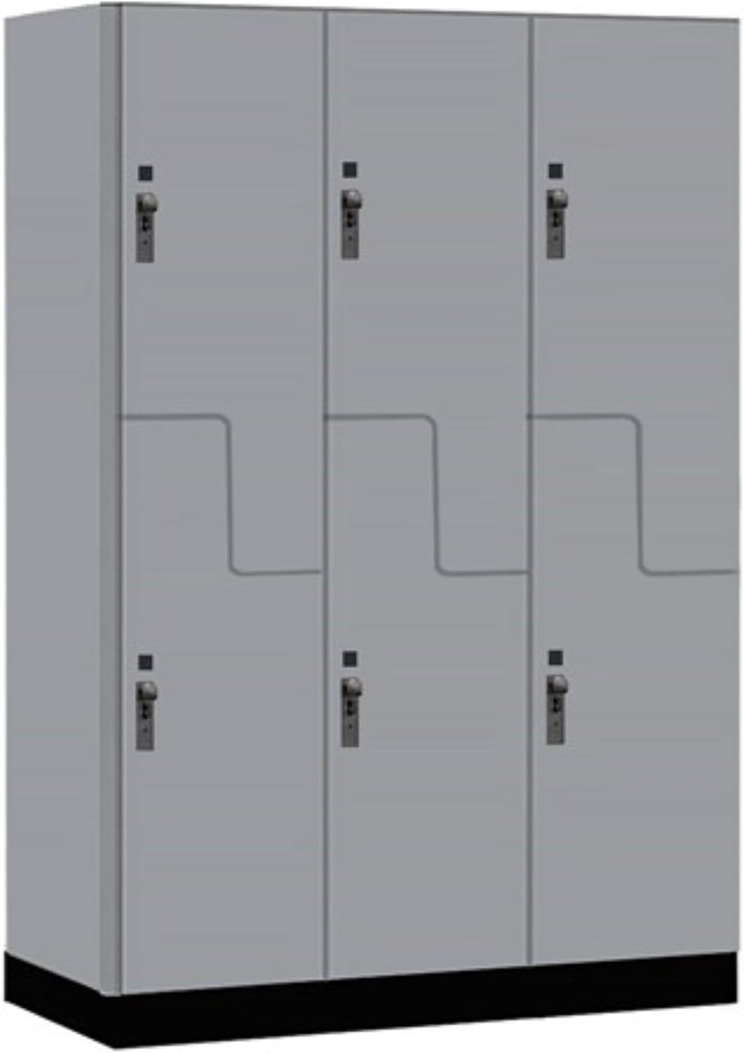 Salsbury Industries 18" Wide Premier Wood Locker-Double Tier 'S' Style-3 Wide-6 Feet High-18 Deep-Winter Fog-Black Hasps