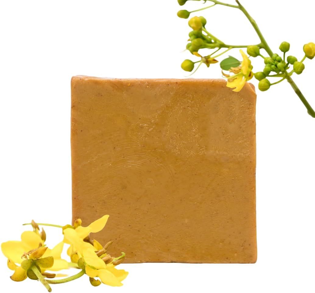 araah skin miracles avarampoo soap made of avarampoo powder, wild turmeric, and olive removes dark spots, pigmentation, skin blemishes, and uneven skin tone | handmade soap | cold processed - 75g