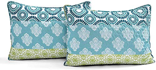 Lush Decor Bohemian Stripe Reversible Cotton Quilt Set, 3 Piece Set, Full/ Queen, Blue & Green - Striped Bedding Set - Blue Quilts Queen Size - Boho Decor - Image 8