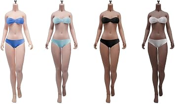 1/6 Scale Female Body, Female Super Flexible Pale/Suntan Skin Medium Bust Seamless Action Figure Body Doll with Detachable Feet S48B Brown Skin No Head