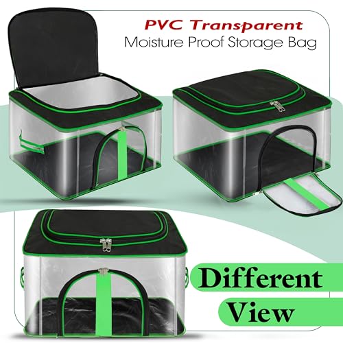 Image of Storite 2 Pack Nylon 33 L PVC Transparent Moisture Proof Storage box for Clothes Closet Wardrobe Organizer for Clothes Saree Bags with Carry Handle (Black, 45 x 30 x 26 cm)