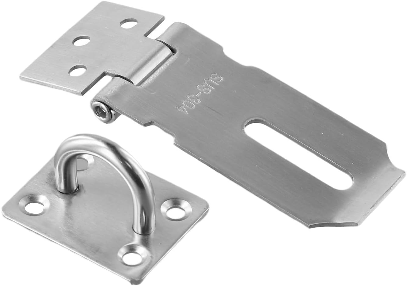 Stainless Steel Door Clasp Lock Burglar-Proof Shed Latch Padlock Hasp Gate Bolt for Door Window Cabinet Pet Cage Crate Fitting Accessories(S Flat)