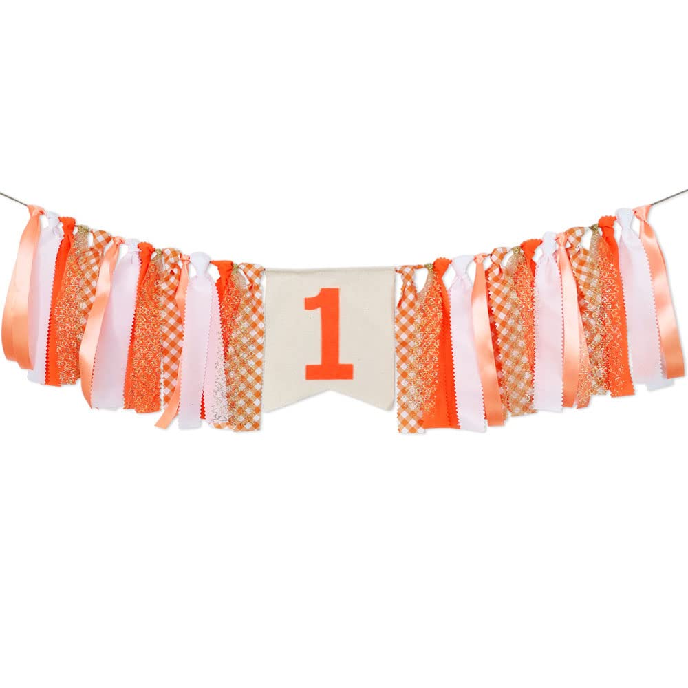 FULL WIN SHOP Little Orange Little Pumpkin 1st Birthday High Chair Banner-Birthday High Chair Ballet Banner, Halloween Birthday Banner, Party Decorations