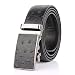 Sumcoa Men's Ostrich Skin Embossed Pattern Automatic Buckle Genuine Cow Leather Belts Ratchet Belt 35mm Wide Color Black