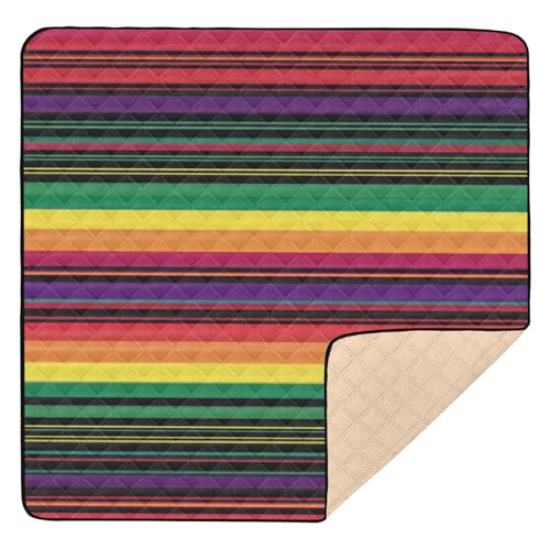 Kigai Colorful Mexican Serape Baby Play Mat for Floor and Playpen 50x50 inch Non-Slip Baby Activity Playmat Waterproof Foldable Crawling Mat for Infants Toddlers