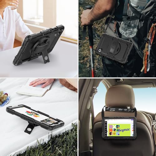 SEYMAC Case for Samsung Galaxy Tab A9 8.7 inch 2023, Shockproof Protective Galaxy A9 Tablet Case With Screen Protector/Hand Strap/Rotating Stand/Shoulder Strap, SM-X110/SM-X115/SM-X117 Case, Black - Image 8