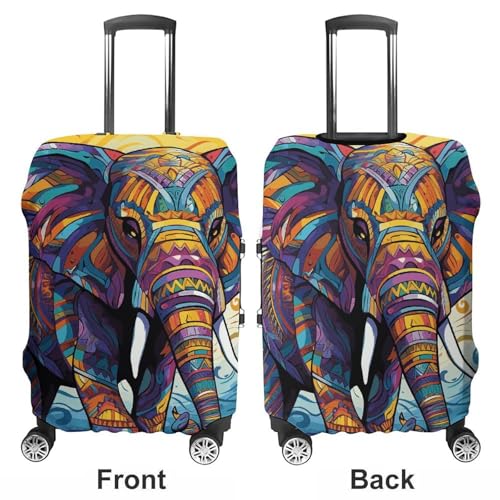 Colorful Elephant Printed Luggage Cover Protector, Fits 18-32 Inch Luggage3