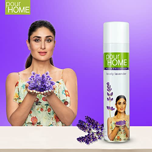 Image of POUR HOME Lovely Lavender Room Air Freshener Spray - 220ML Each (Pack of 2) Long-Lasting Fragrance - Reduces Odours - Suitable for Home & Office