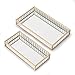 TERESA'S COLLECTIONS 2Pcs Bandeja de Almacenamiento de Joyas, 20/24cm Organizador de Joyas de Vidrio Espejo Dorado para Anillo Collar Lápiz Labial, Decoración de Baño de Metal para el hogar Tocador