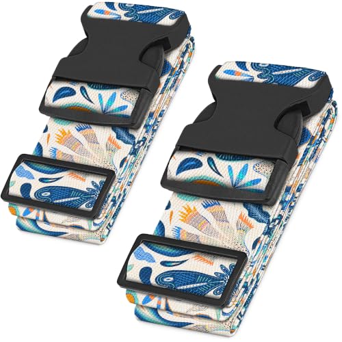 Image of Hero Luggage Straps for Suitcases (2-Pack) Heavy-Duty Adjustable Luggage Belt with Duraflex Buckle & Built-in Luggage Tag - Checked Bag & Carry-on Travel Essentials