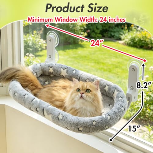 Image of Zoratoo Glow in the Dark Cat Window Perch, Foldable Cordless Pet Hammock, M