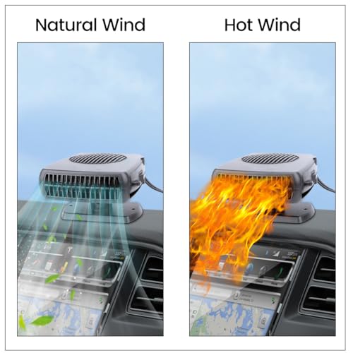 Kinowji 1234123 Car Heater,200W 12V Portable Fast Heating Auto Car Heater Defroster Windshield Defogger Automobile Windscreen Heater Plug In Cigarette Lighter 360 Degree Rotary thumb #2