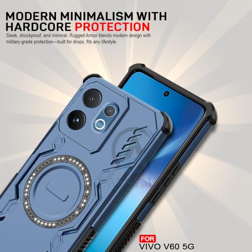 Image of AESTMO Back Case Cover for VIvo V60 / V60E / T4 Pro 5G | Magnetic Case with Built-in Metal Ring | Compatible with MagSafe Accessories | Shockproof Hybrid (PC + TPU) (Blue)