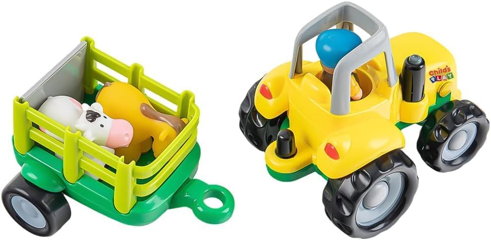 Miniatura 4 de Juguetes de tractor, juegos de tractor, adecuados para niños pequeños, vehículos de granja con efectos de luz y sonido, vienen con un conductor y