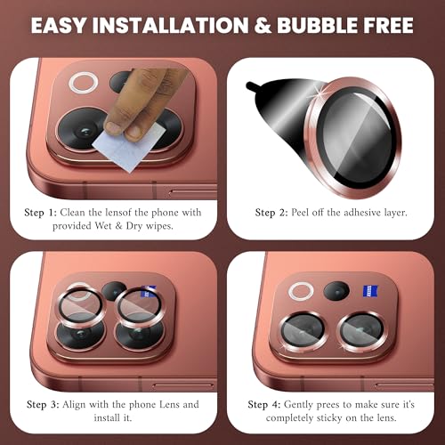 Image of FIRST MART Copper Camera Ring Guard Protector for Vivo V70 Elite and V70 | Tempered Glass with Metal Alloy Rings, HD Clear, Scratch Resistant, Case-Friendly | Pack of 1