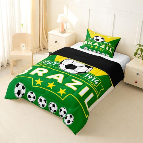Image of Feelyou Football Soccer Comforter Set Toddler Size Bedding Set