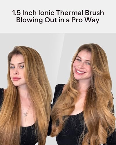 Image of Thermal Brush, Wavytalk Heatwave Pro 1.5 inch Ionic Thermal Brush with Bilateral Ionic Outlet for Less Damage, One-Step Shiny Blowout Look, Dark Grey