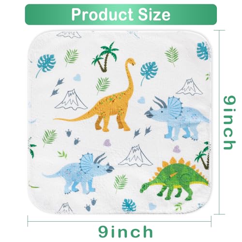 Image of Baby Washcloths, 24Pack Baby Washcloth Extra Soft & Ultra Absorbent, for Unisex Boys Girls Body, Washclothes Gentle on Sensitive Skin, 9x9 Dinosaurs Trees