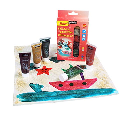 Pébéo Kit per pittura con glitter, 6 tubi