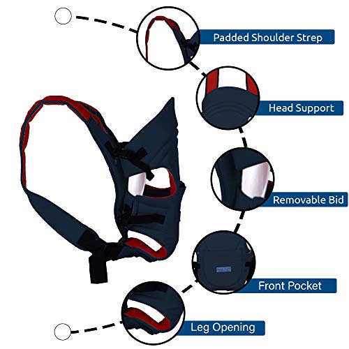 Image of POLKA TOTS Baby Carrier / 3-In-1 Sling Carrier / Kangaroo Bag /baby Carry Bags /Baby safety Belt /Kid Carry Bag /Baby Sling /Back Baby Carrier /Front Carrier for baby kids Carrier Belt /Buckle Straps (Maroon) (Navy Blue)