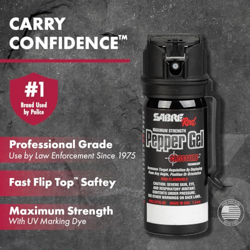 SABRE Crossfire Pepper Gel, Deploys At Any Angle, Maximizes Target Acquisition Against Multiple Threats, Belt Clip For Easy Carry, Fast Flip Top, Max Police Strength OC, Pepper Spray Option 1.5 fl oz - Image 3
