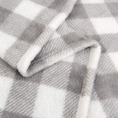 Image of BEDELITE Plaid Fleece Throw Blanket, Grey & White Buffalo 50x60 Throw | 100% Polyester Microfibe, Soft Cozy, Lightweight Warm, Classic Buffalo Plaid, Room Decor, Machine Washable, for Couch Bed