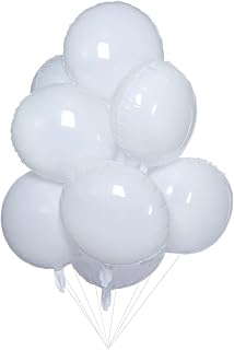 30 White Mylar Balloons 18 Inch Round Self-Sealing Helium Balloons for Wedding Birthday Party Decorations (White)