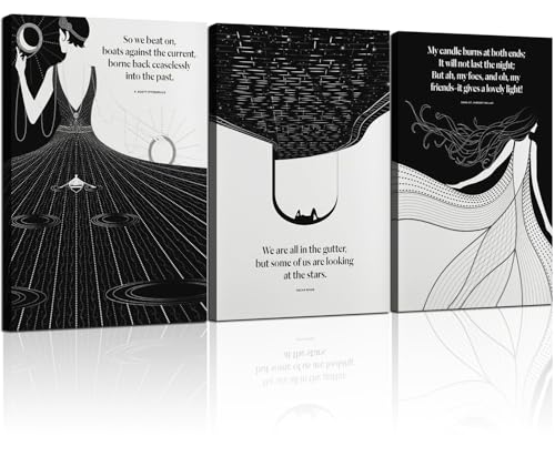 3 Pcs Framed Girl Black and White Inspirational Wall Art