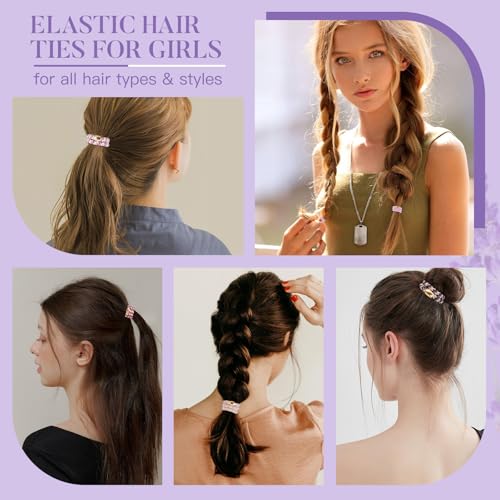 Image of FORENEE Hair Ties No Damage - 20PCS Ponytail Holders - Elastic Hair Ties for Thick Hair - Braided Hair Bands for Women Girls's Hair - Violet
