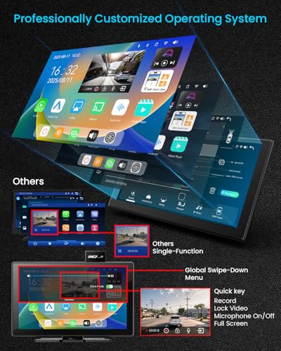 Image of IK9 9 inch Wireless CarPlay & Android Auto Screen, Portable Car Stereo with 4K Dash Cam & 1080p Rear Camera, CarPlay with Backup Camera, Touch Screen GPS Display, Mirror Link, Apple Car Play Screen